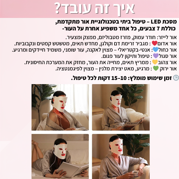 LA’BELLE – מסכת LED למראה צעיר, מתוח וזוהר – מהבית, בלי מאמץ ובלי טיפולים יקרים